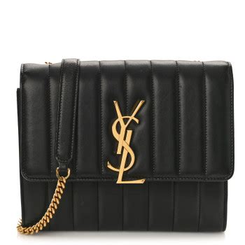 SAINT LAURENT Lambskin Matelasse Monogram Vicky Chain .